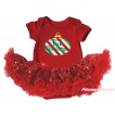 Christmas Red Baby Bodysuit Bling Red Sequins Pettiskirt & Red White Green Striped Christmas Lights Print JS4896
